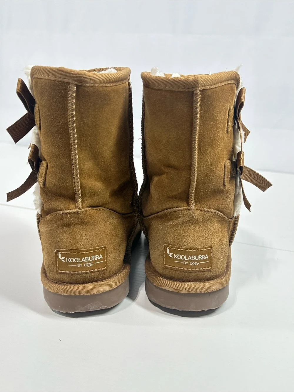 Kids' Koolabura UGG Victoria Short Boot Chesnut Size 1 Suede Faux Sherpa Cognac